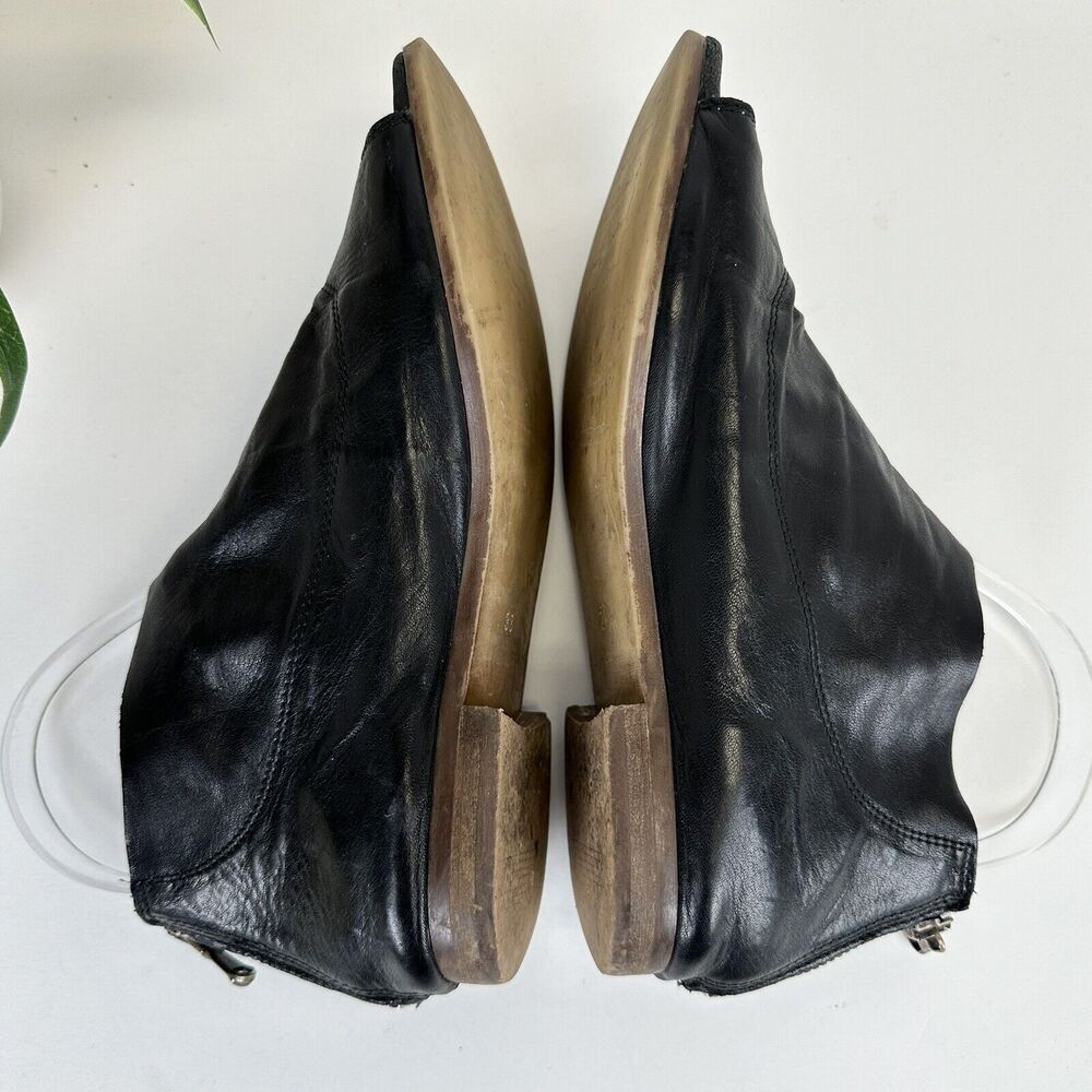 Free People Gemma Black Leather Peep Toe Ankle Bootie Zip Shoe Size EU 38 US 7.5 - Picture 6 of 10